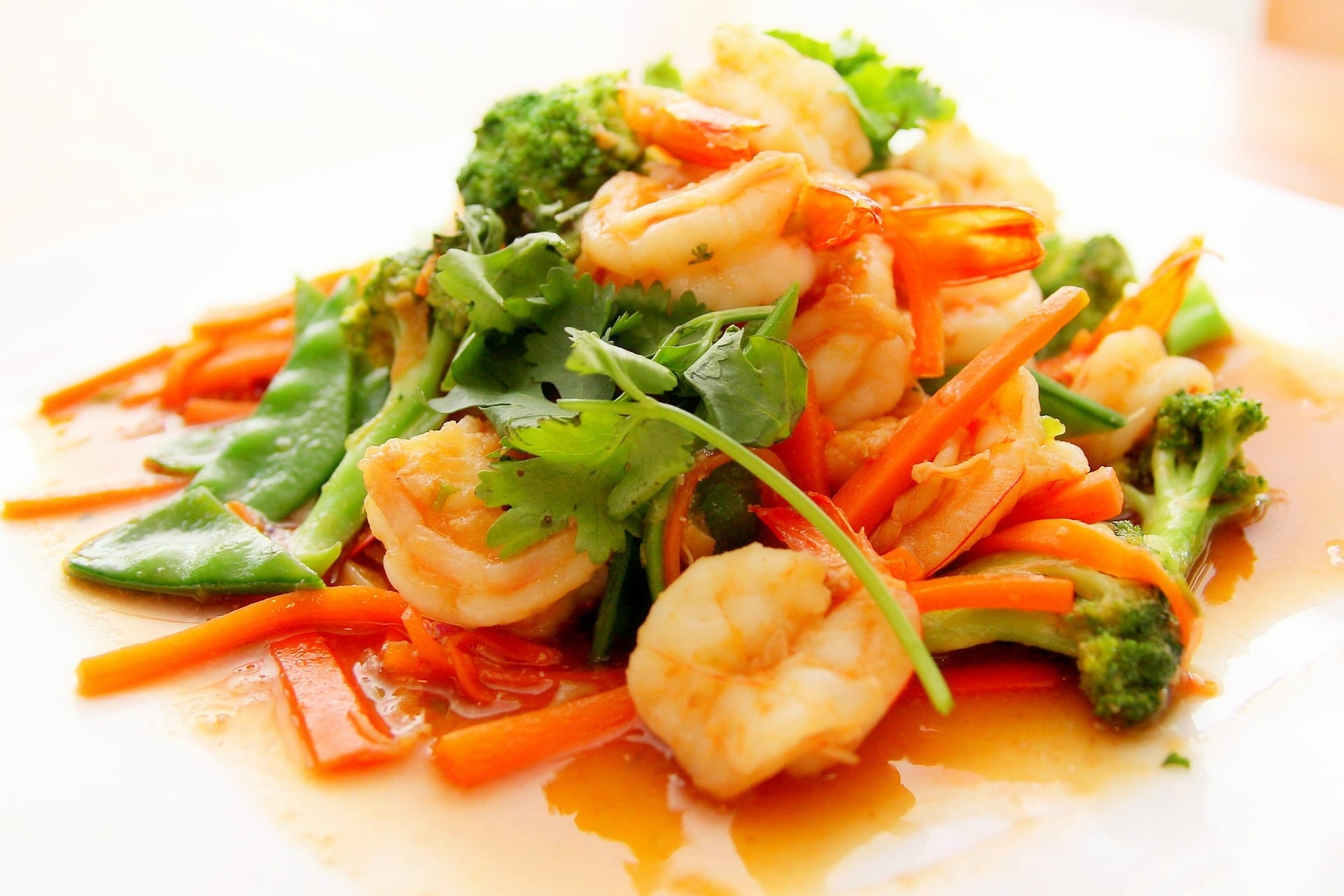 Food on a plate with shrimp
