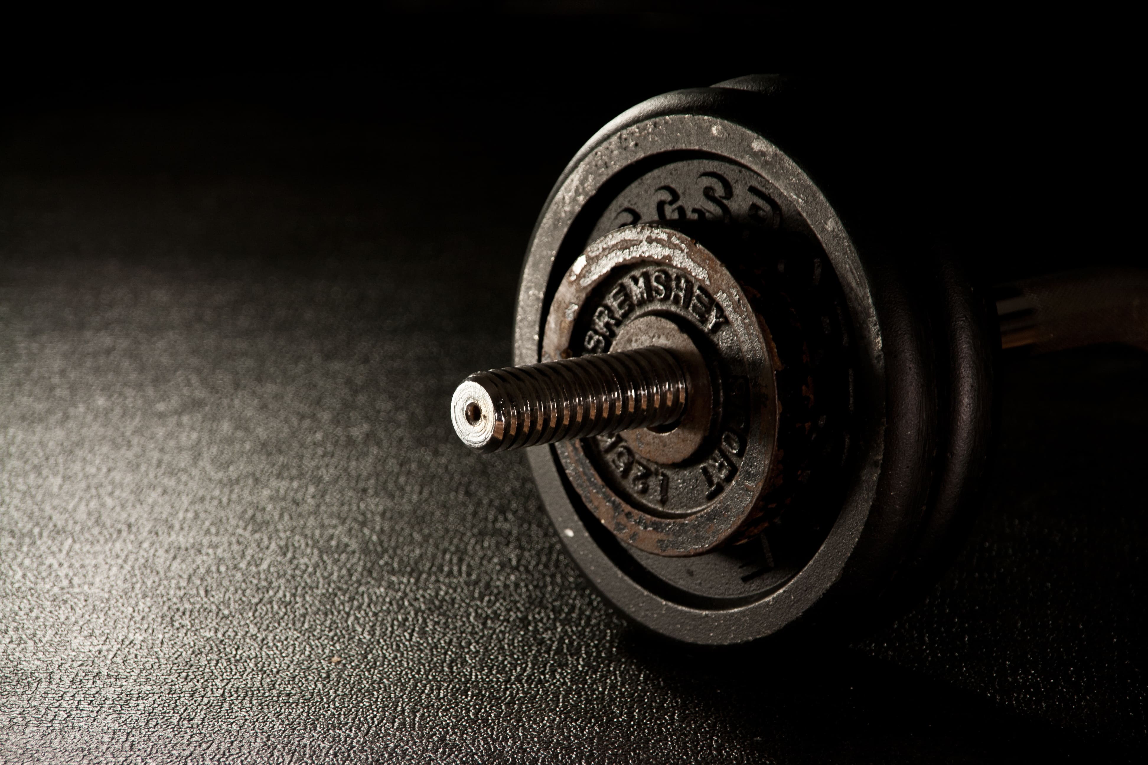 A barbell with weights