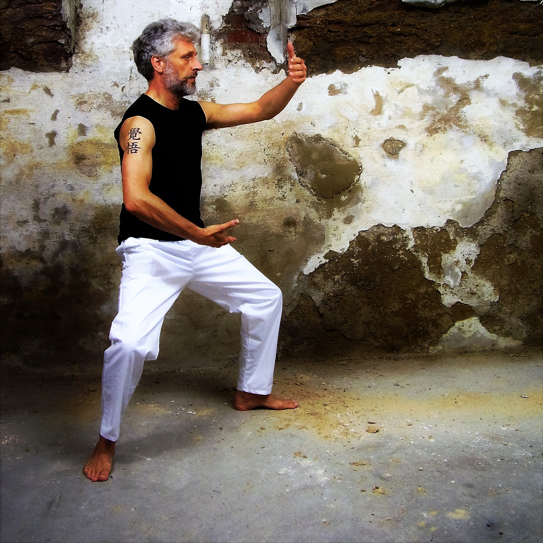 A man perfoming tai chi exercise